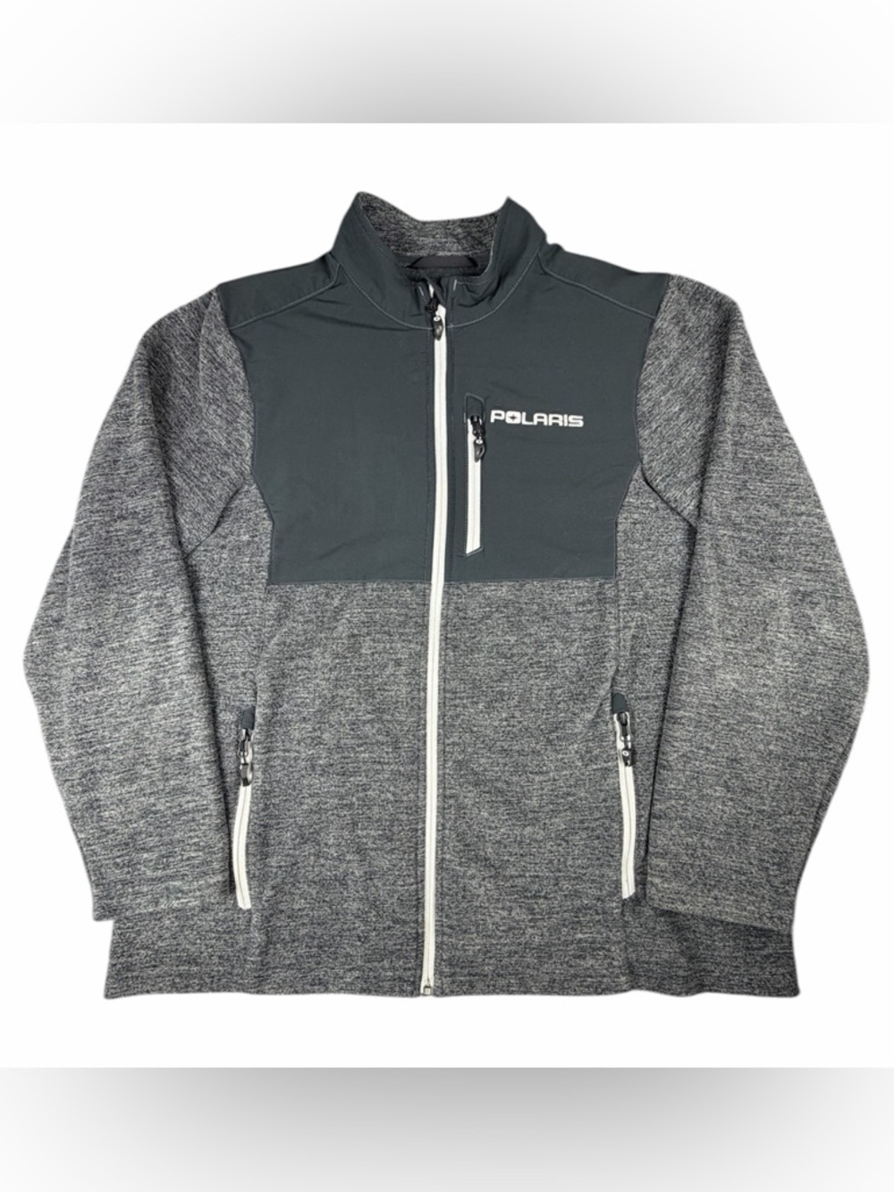 Polaris Men's Trail Mid Layer Gray Black Full Zip Mid-Length Jacket Size XL